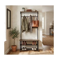 Slickblue 4-in-1 Hall Tree Coat Rack with Shoe Bench and Hooks