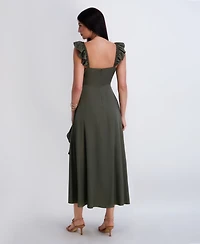 Siena Women's Ruffle Strap Maxi Dress with Cascading Skirt