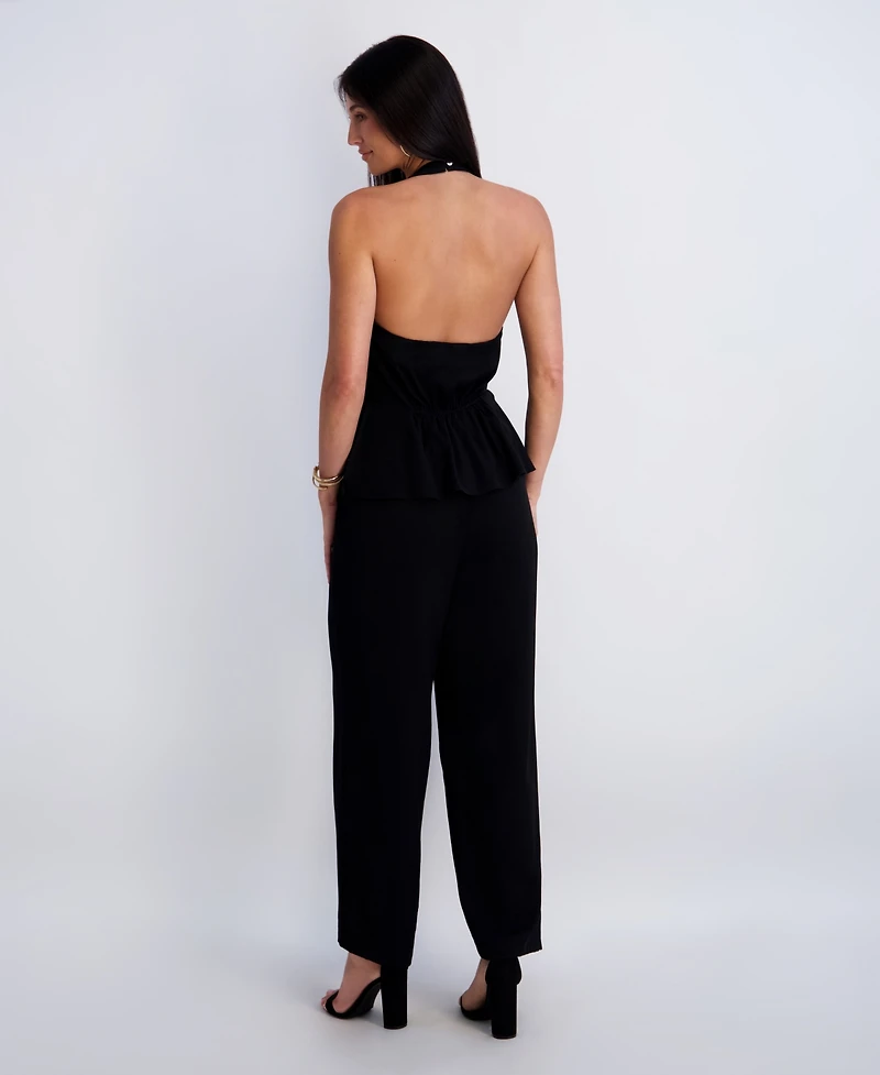 Siena Women's Faux Linen Halter Jumpsuit