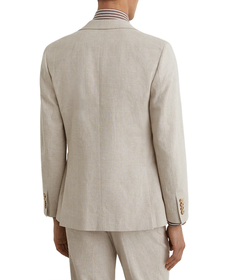 Reiss Men's Cheltenham Tailored-Fit Linen-Cotton Single-Breasted Check Blazer