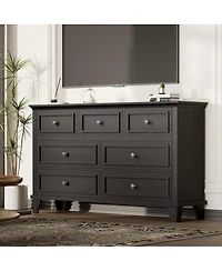 homfan Modern 7 Drawer Dresser for Bedroom – Wide Chest of Drawers Deep Storage Water-Resistant Wood Top Cabinet