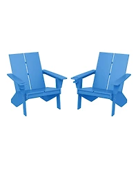 Outdoor Hdpe Modern Adirondack Chair with Cup Holder (Set of
