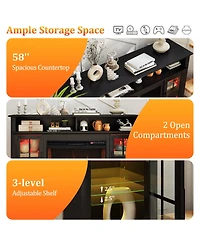 Gymax Fireplace Tv Stand w/ Remote Controls and Thermostat Storage Cabinets