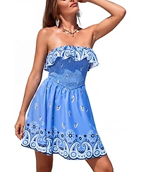 Cupshe Women's Handkerchief Paisly Mini Beach Dress