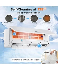 Costway 12000 Btu 115V Mini Split Air Conditioner and Heater with 1 Ton Heat Pump Installation Kit