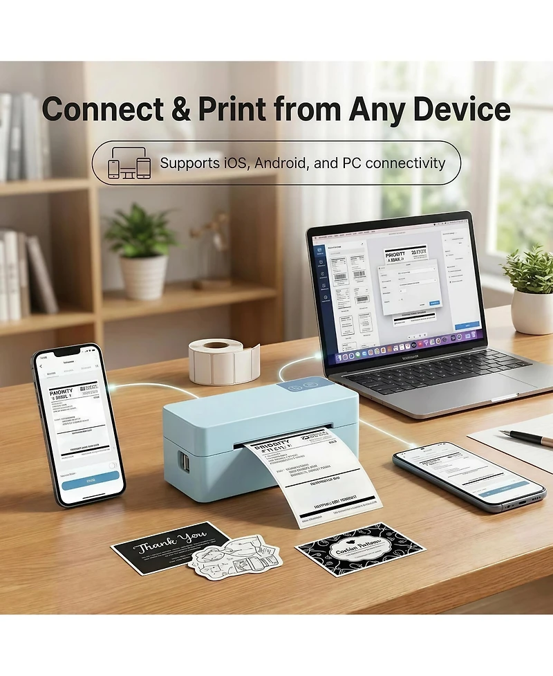 Swifint Thermal Shipping Label Printer, 4x6 Bluetooth Label Printer for Small Business, Wireless Label Maker, Works with iOS, Android