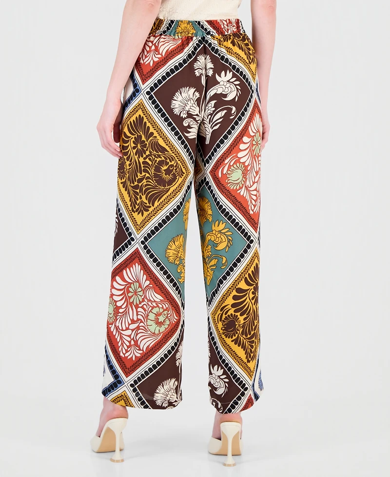 T Tahari Women's High-Rise Printed Pull-On Pants