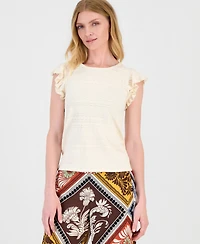 T Tahari Women's Flutter-Sleeve Pointelle-Knit Top
