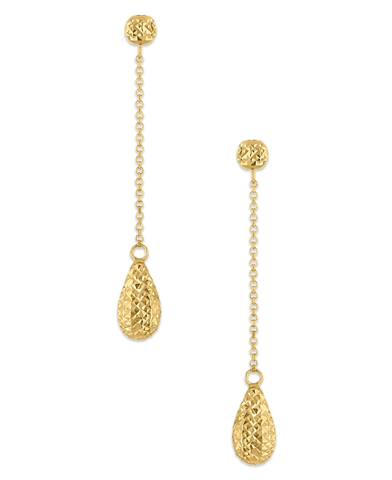 Macy's Diamond Cut Bead Drop Earrings in 10k Yellow Gold