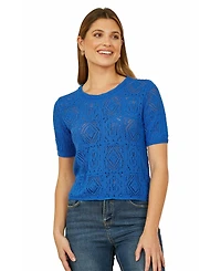 Yumi Women's Cotton Crochet Knitted Top