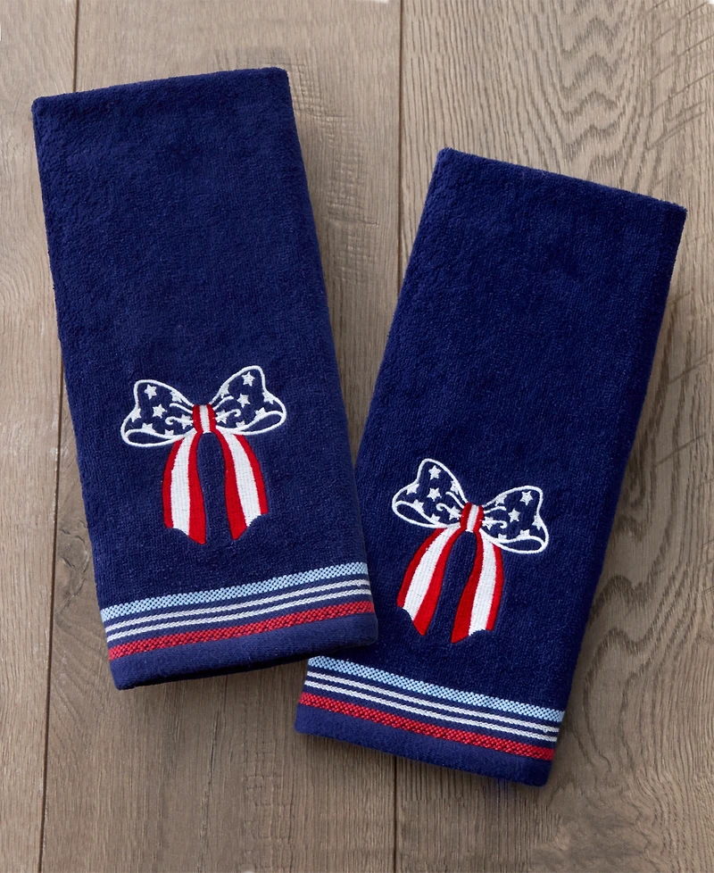 Skl Home Americana Bow Embroidered 2-Pc.Hand Towel Set