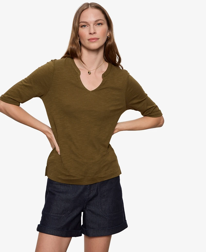 Sanctuary Petite Notch Neck T-Shirt