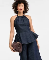I.N.C. International Concepts Womens Denim Halter Top Cropped Culottes Macys Exclusive