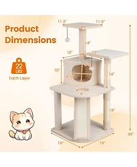 Cozito 44 in Tall Kitten Tower with Condo and 2 Plush Perches, Beige