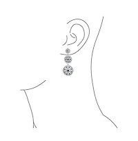 Bling Jewelry cocktail Fashion Statement Blue Sapphire Cz Triple Circle Medallion Statement Chandelier Earrings