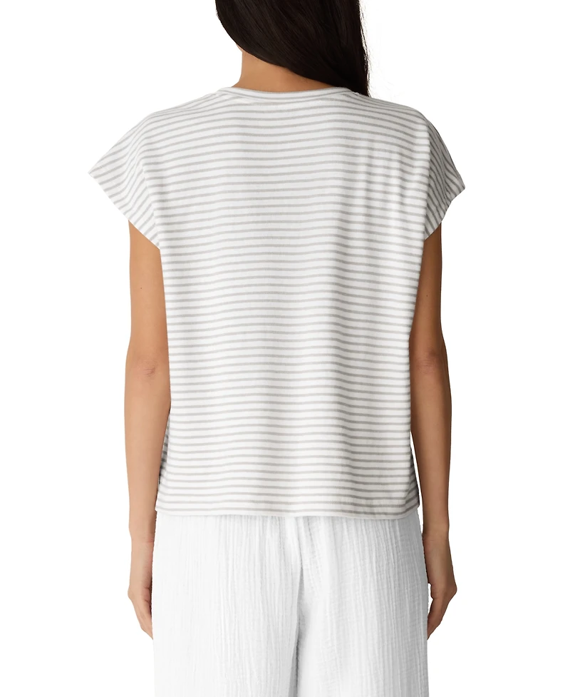 Eileen Fisher Women's Striped Crewneck Cotton T-Shirt