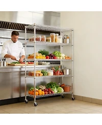 Streamdale Furniture Heavy Duty 5 Tier Wire Shelving Unit with Wheels and Feet