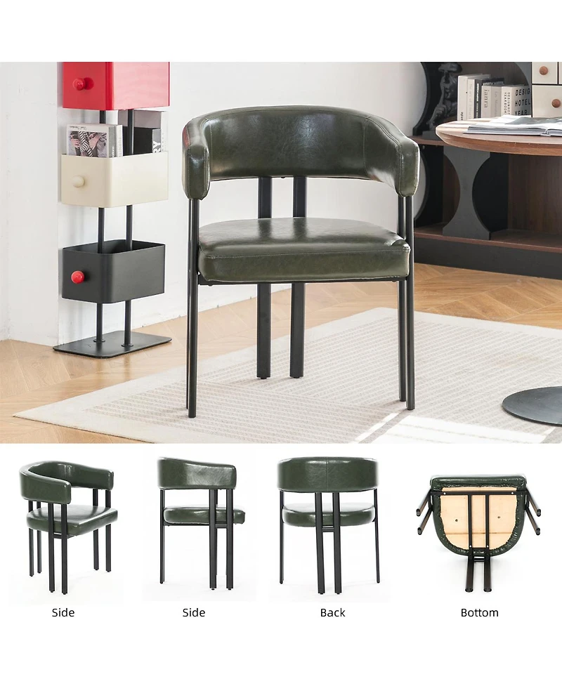 Streamdale Furniture Faux Leather Barrel Dining Chairs (Set of 2)