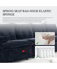 Streamdale Furniture 4-Seater Corduroy Modular Sofa with 2 Ottomans