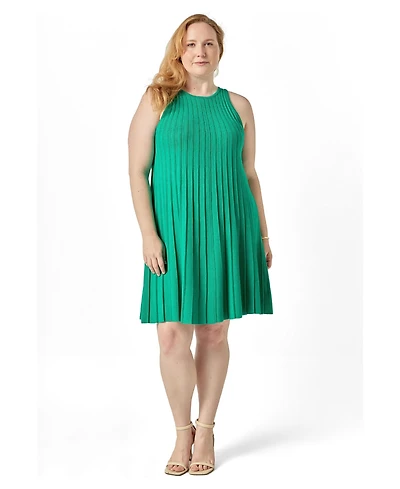 English Factory Plus Pleated A-line Knit Mini Dress