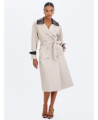 Miss Circle Women's Umber Oyster Double-Breasted Lapel Trench Coat