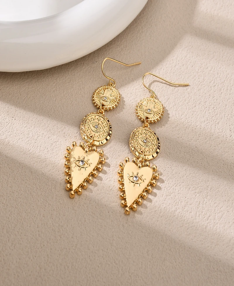 Nicole Miller Gold-Tone Eye Design Fish Hook Dangle Earrings
