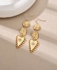Nicole Miller Gold-Tone Eye Design Fish Hook Dangle Earrings