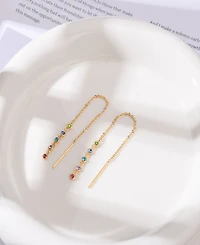 Nicole Miller Gold-Tone Multicolor Crystal Dangle Earrings