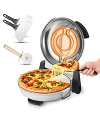 Mecale Electric Pizza Oven, 12", 1200W, Cordierite Stone, 5 Heat Modes, Viewing Window, Up to 788degree(s)F