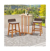 Boyel Living Solid Acacia Wood Bar Stools Set of 2 with Backrests and Footrests for Porch