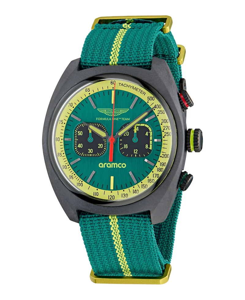 Aston Martin F1 Men's Dwf Chronograph Quartz Green Nylon Nato Watch 43mm