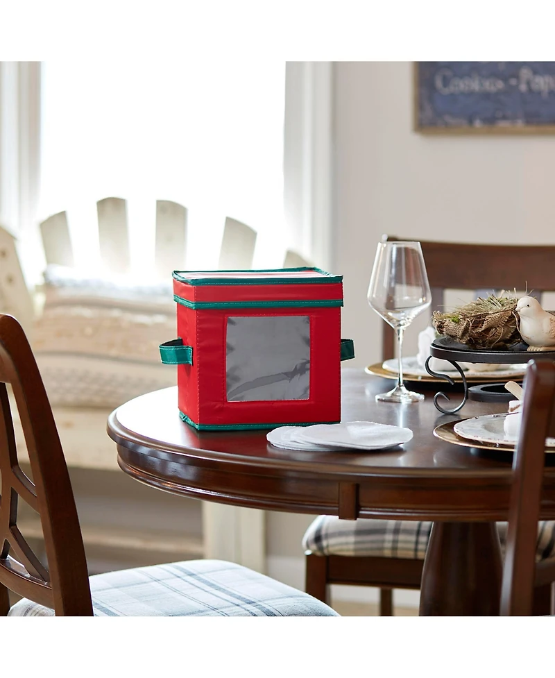 Household Essentials China Plate Storage Box, Windowed Panel