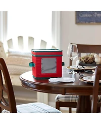 Household Essentials China Plate Storage Box, Windowed Panel