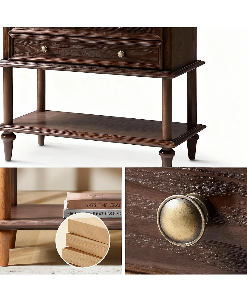 Yigii Drawer & Open Shelf Farmhouse Nightstand