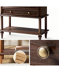 Yigii Drawer & Open Shelf Farmhouse Nightstand