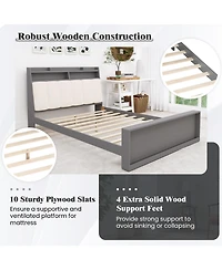Gymax Full Size Bed Frame With Storage Modern Platform Bed Mattress Foundation