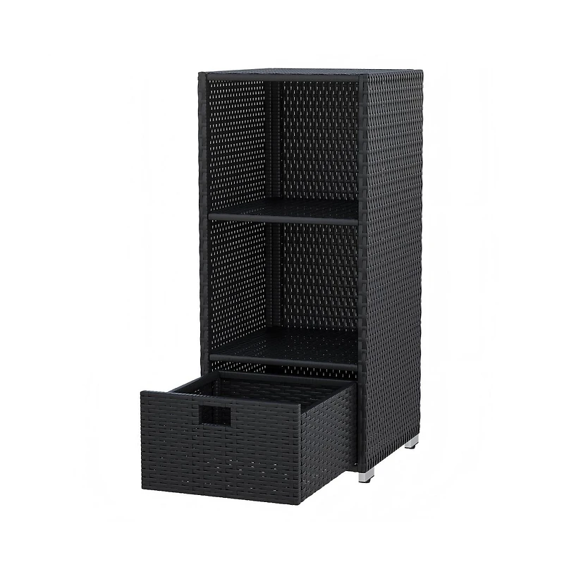 Aoxun Woven Dresser with Drawers, Modern Metal Frame for Living Room or Entryway