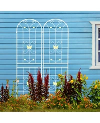 Clihome Metal Garden Trellis 86.7" x 19.7" Rustproof Trellis for Climbing Plants Outdoor Flower Support