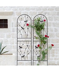Clihome Metal Garden Trellis 71" x 19.7" Rustproof Trellis for Climbing Plants Outdoor Flower Support