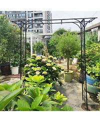 Clihome Metal Garden Arch L80.3" x W20.47" x H81.1" Climbing Plants Support Rose Arch Outdoor