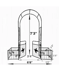Clihome Metal Garden Arch with doors Garden Arbor Trellis Climbing Plants Support Arch Outdoor Arch
