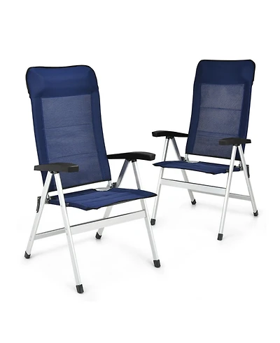 Clihome 2 Pieces Patio Dining Chair with 7 Level Adjustable Recliner and Headrest