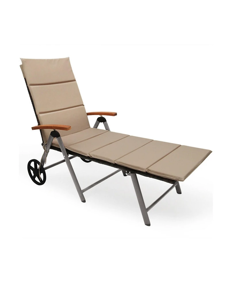 Clihome Foldable Wicker Outdoor Chaise Lounge Chair with Aluminum Frame