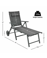 Clihome Patio Reclining Chaise Lounge with Adjustable Neck Pillow