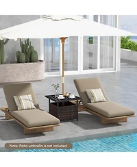 sumyeg Outdoor Patio Rattan Wicker Side Table with Steel Frame for Deck and Garden