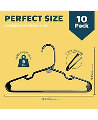 Lifemaster Kids Plastic Clothing Hangers with Shoulder Notches, Space-Saving Design, 11.6 Inches, Pack of 10