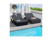 Boyel Living Patio Double Chaise Lounge with Cushions and Folding Side Trays