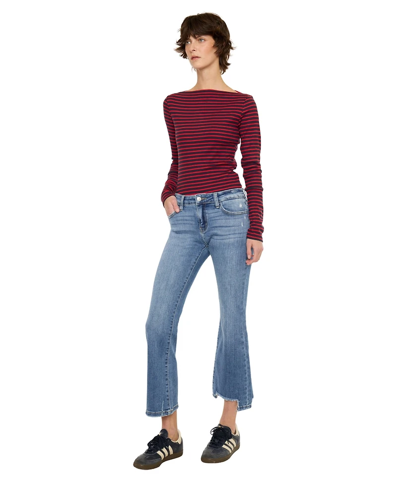 KanCan Essential Women's Savanna Mid Rise Crop Flare Jeans