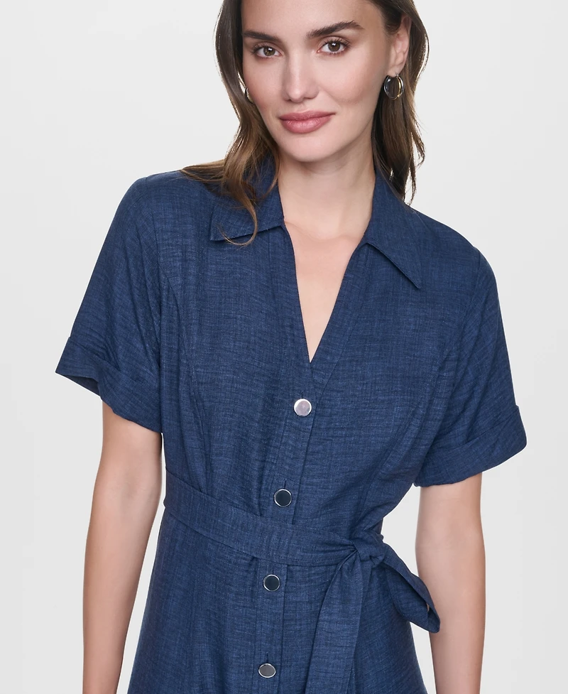 Dkny Women's Short-Sleeve Button-Down Shirt Dress