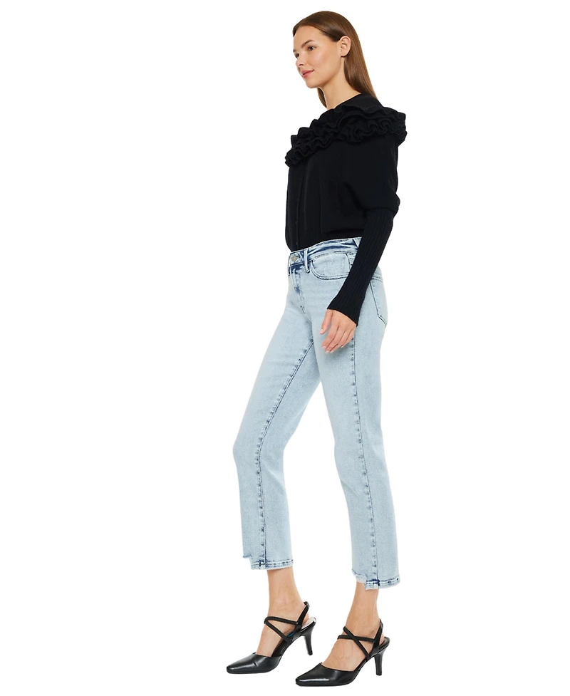 KanCan Essential Women's Pam Mid Rise Crop Straight Jeans